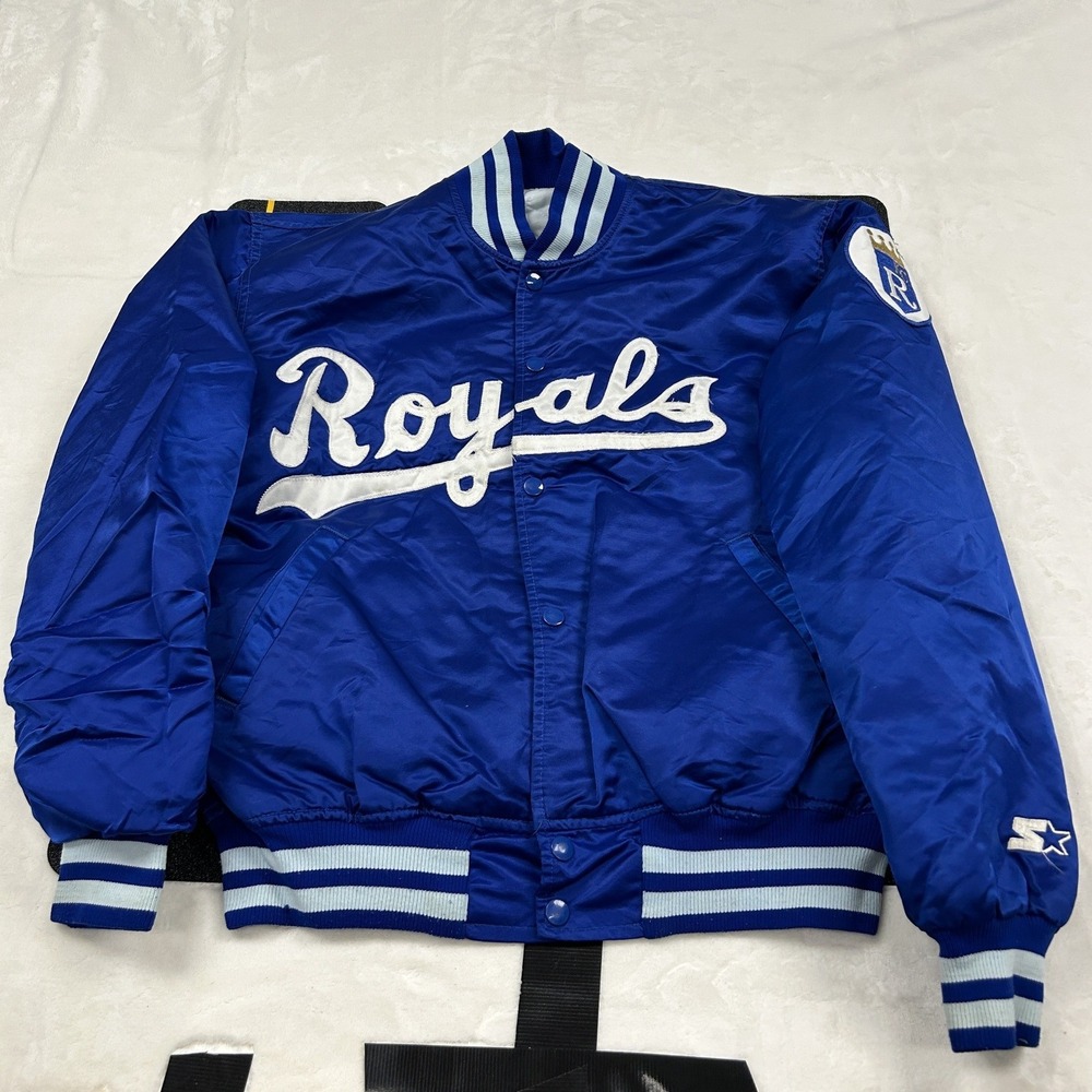 Starter Satin Jacket Mens Large Blue Kansas City Royals Diamond Collection MLB